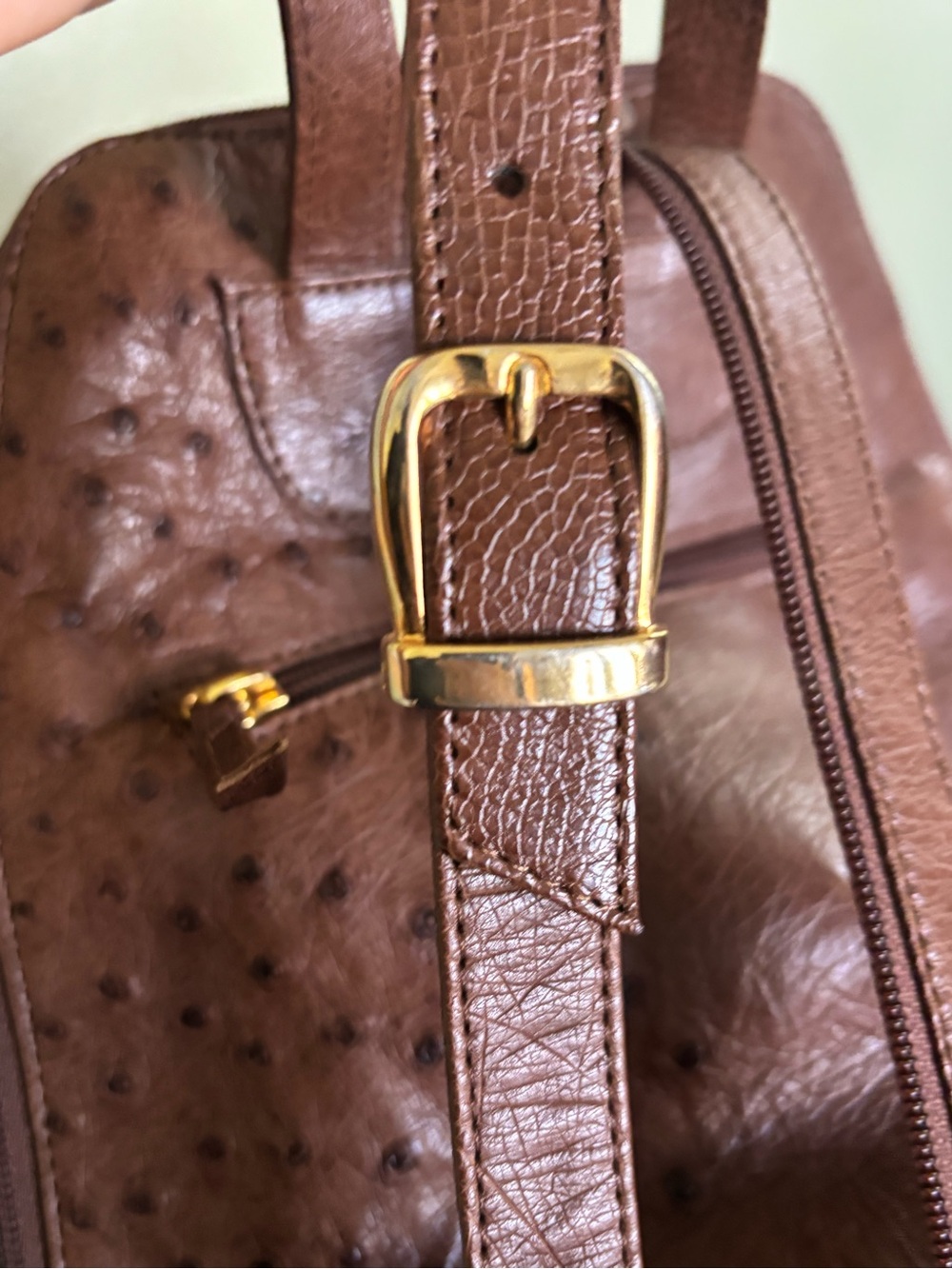 Brown Ostrich Leather Backpack - Picture 8 of 9